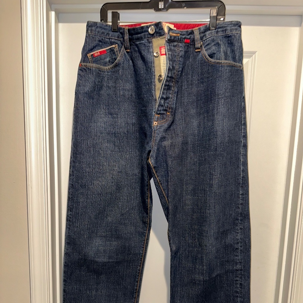 Indigo Red  button-fly denim jeans size36x34